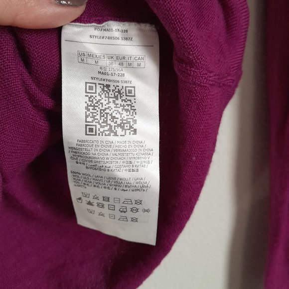 Marciano Los Angeles 100% Wool Long Sleeve Pullover Sweater Magenta Size M - Picture 5 of 8